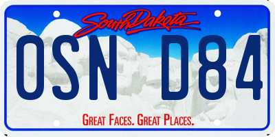 SD license plate 0SND84