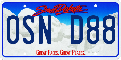 SD license plate 0SND88