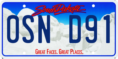 SD license plate 0SND91