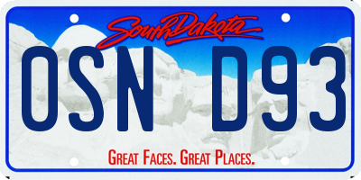 SD license plate 0SND93