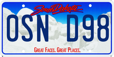 SD license plate 0SND98