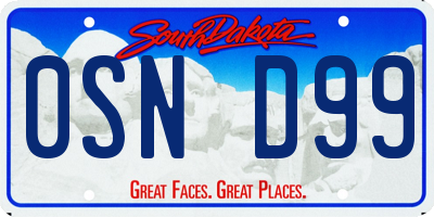 SD license plate 0SND99