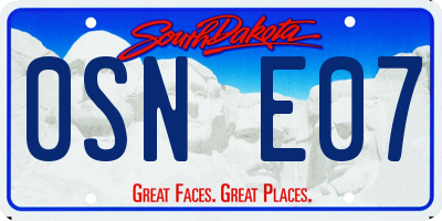 SD license plate 0SNE07