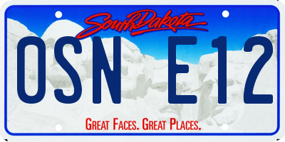 SD license plate 0SNE12