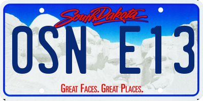 SD license plate 0SNE13
