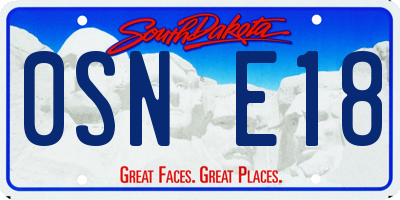 SD license plate 0SNE18