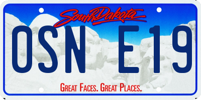 SD license plate 0SNE19
