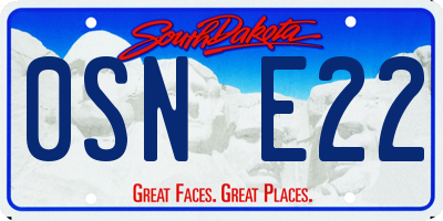 SD license plate 0SNE22