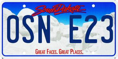 SD license plate 0SNE23