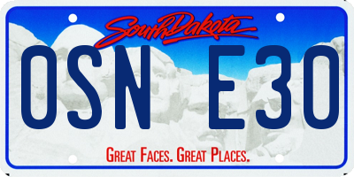 SD license plate 0SNE30