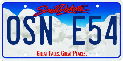 SD license plate 0SNE54