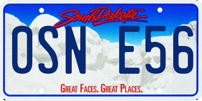 SD license plate 0SNE56