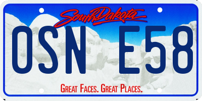 SD license plate 0SNE58