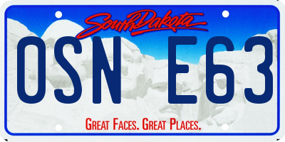 SD license plate 0SNE63