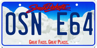 SD license plate 0SNE64
