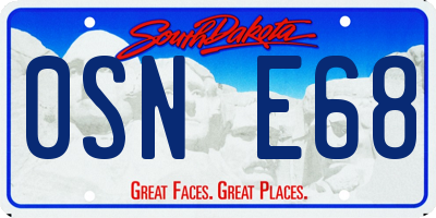 SD license plate 0SNE68