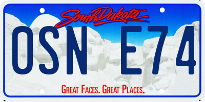 SD license plate 0SNE74