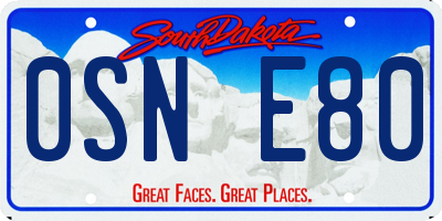 SD license plate 0SNE80