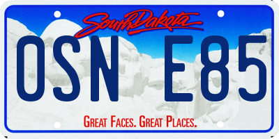 SD license plate 0SNE85