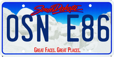 SD license plate 0SNE86