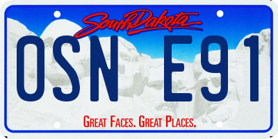 SD license plate 0SNE91