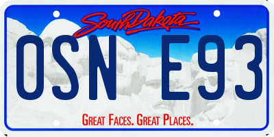 SD license plate 0SNE93