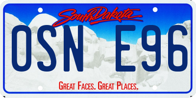 SD license plate 0SNE96