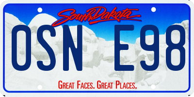 SD license plate 0SNE98