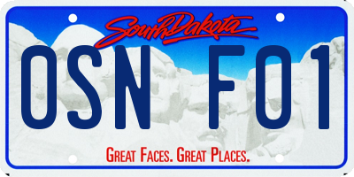SD license plate 0SNF01