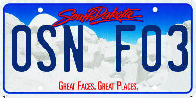 SD license plate 0SNF03