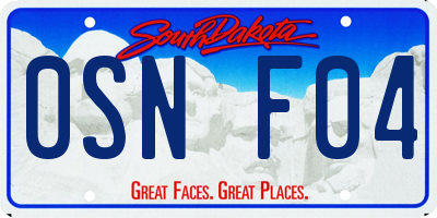 SD license plate 0SNF04