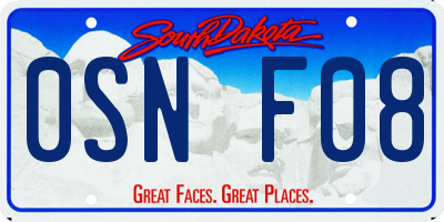 SD license plate 0SNF08