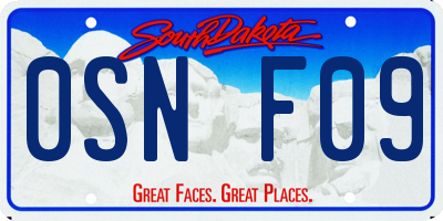 SD license plate 0SNF09
