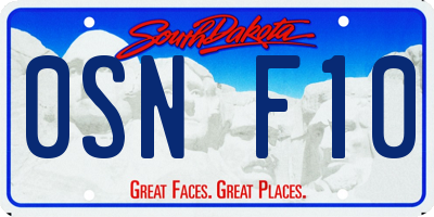 SD license plate 0SNF10