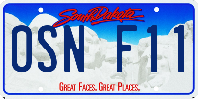 SD license plate 0SNF11