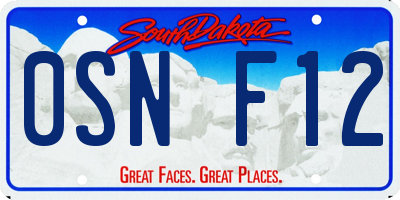 SD license plate 0SNF12