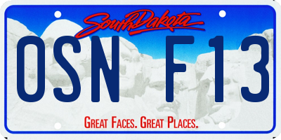 SD license plate 0SNF13