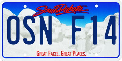 SD license plate 0SNF14
