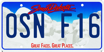SD license plate 0SNF16