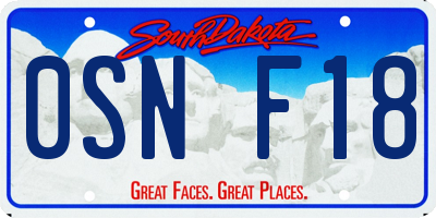 SD license plate 0SNF18