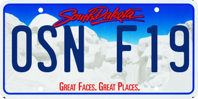 SD license plate 0SNF19
