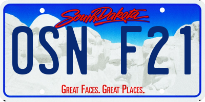 SD license plate 0SNF21