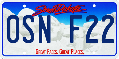 SD license plate 0SNF22