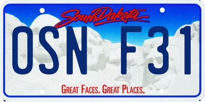 SD license plate 0SNF31