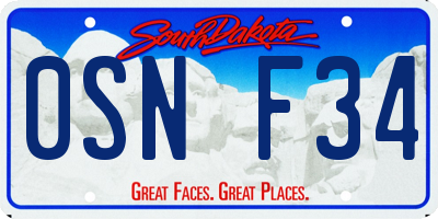 SD license plate 0SNF34