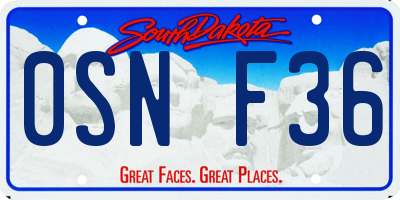 SD license plate 0SNF36