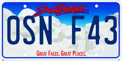 SD license plate 0SNF43
