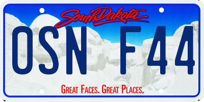 SD license plate 0SNF44