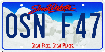 SD license plate 0SNF47
