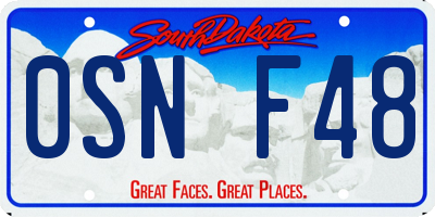SD license plate 0SNF48